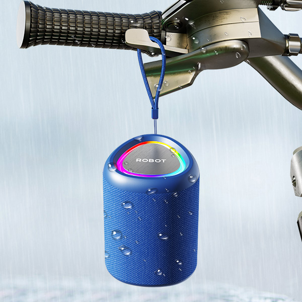 ROBOT RB120 Portable Bluetooth Speaker 5.3 Wireless RGB LED Waterproof IPX4 Stereo Bass 5W TWS TF Card AUX Handsfree Baterai 1200mAh Playtime Hingga 8 Jam Speaker Musik Outdoor Indoor Garansi Resmi Original - Gambar 3