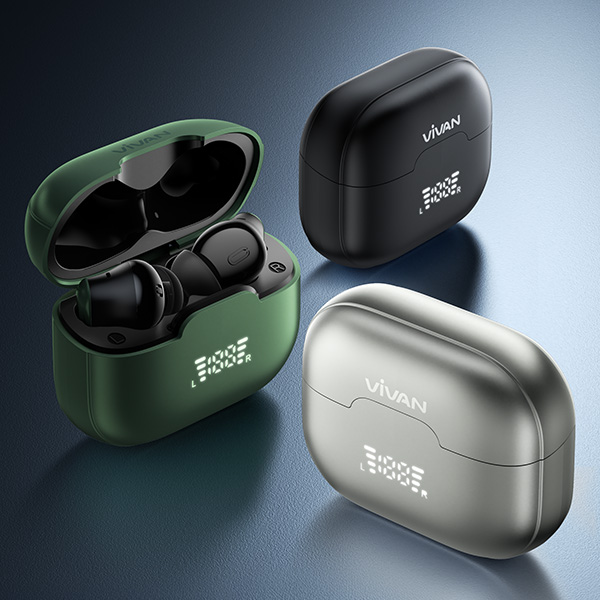 VIVAN Infinity GT-6 TWS Bluetooth 5.4 Earphone Wireless Adaptive ANC ENC 4 Mic Headset True Wireless LCD Display Deep Bass Low Latency 38ms Gaming Musik Stereo Touch Control Type C IPX5 Garansi Resmi Warna Putih - Gambar 5