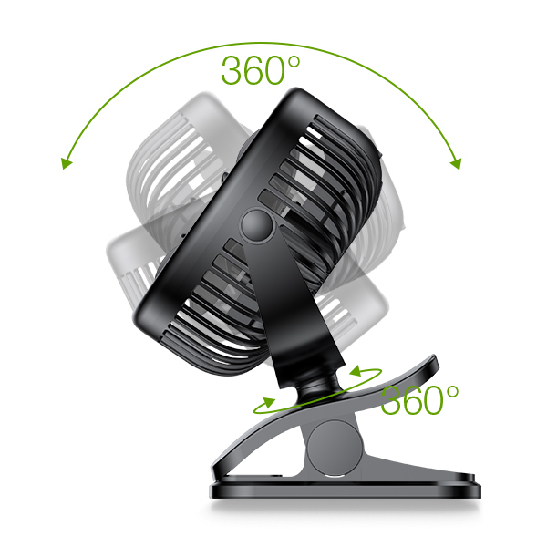 ROBOT Mini Hand Fan RT-BF10C Clip Fan Portable 2000mAh Kipas Angin Meja Mini USB Rechargeable Putar 720° 3 Kecepatan Silent Fan Kipas Jepit Desktop Cooling Fan Bisa Dibersihkan untuk Rumah Kantor Belajar Outdoor Garansi Resmi 1 Tahun - Gambar 3