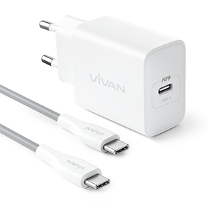 VIVAN Power C30S Charger 30W USB C PD Super Fast Charging Set Adaptor Kepala Charger Include Kabel Type C to Type C 3A Original QC3.0 Power Delivery 8 Safety Protection Mini Charger Garansi Resmi 12 Bulan Putih - Gambar 2