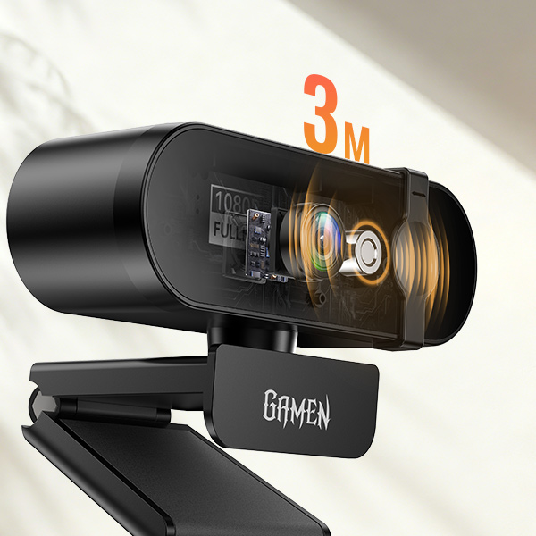 GAMEN PC Web Camera GWC100 Webcam 1080P Full HD USB Built-in Microphone Privacy Cover Plug & Play Rotasi 360° Webcam Laptop Komputer untuk Video Call Meeting Online Live Streaming Kelas Online Tripod Compatible - Gambar 5