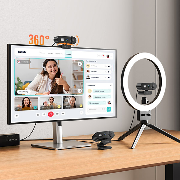 GAMEN PC Web Camera GWC100 Webcam 1080P Full HD USB Built-in Microphone Privacy Cover Plug & Play Rotasi 360° Webcam Laptop Komputer untuk Video Call Meeting Online Live Streaming Kelas Online Tripod Compatible - Gambar 6