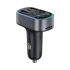 ROBOT RBT01 Car Bluetooth FM Transmitter 35W Charger Mobil PD QC3.0 Bluetooth 6.0 Dual Port USB Type C Handsfree Audio Receiver MP3 Player USB Flashdisk TF Card Fast Charging Lampu Ambient 7 Warna Black - Gambar 2