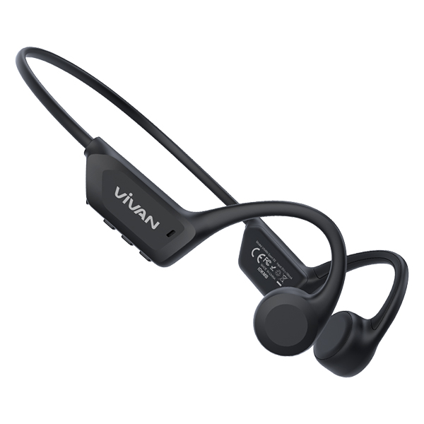 VIVAN OWS Open Ear Bone Conduction Headphones Sport S2 Black Bluetooth 6.0 Wireless Earphone Dual Microphone ENC Low Latency 45ms IPX5 Tahan Air 8 Jam Playtime Powerful Bass Headset Olahraga Open-Ear - Gambar 2