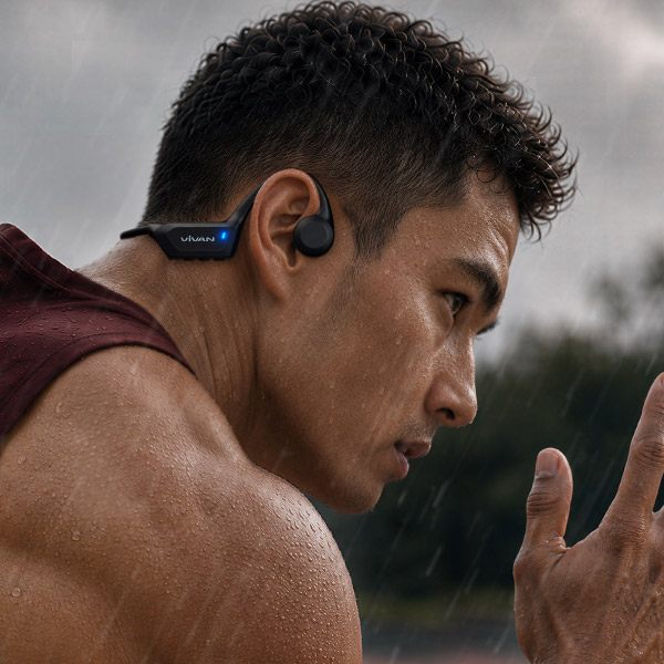 VIVAN OWS Open Ear Bone Conduction Headphones Sport S2 Black Bluetooth 6.0 Wireless Earphone Dual Microphone ENC Low Latency 45ms IPX5 Tahan Air 8 Jam Playtime Powerful Bass Headset Olahraga Open-Ear - Gambar 3