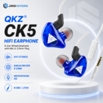 QKZ Earphone Kabel In Ear HiFi Noise Reduction 3.5mm Plug with Mic QKZ-CK5 Blue Headset Wired Stereo HiFi NdFeB Driver 9.2mm Bass Jernih Mikrofon HD Kabel 1.25 Meter Earphone Musik Gaming Meeting Voice Chat untuk Smartphone Laptop PC Tablet Audio Berkualitas
