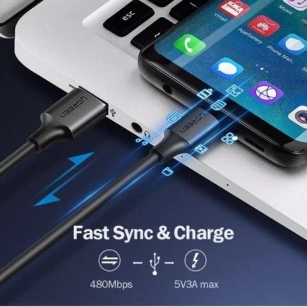 UGREEN Kabel USB A to USB C 2 Meter 3A Fast Charging 18W US287 60118 Kabel Data USB Type C 480Mbps Smart Chip Kabel Charger Android untuk Smartphone Tablet Power Bank Pengisian Daya dan Transfer Data Original - Gambar 4