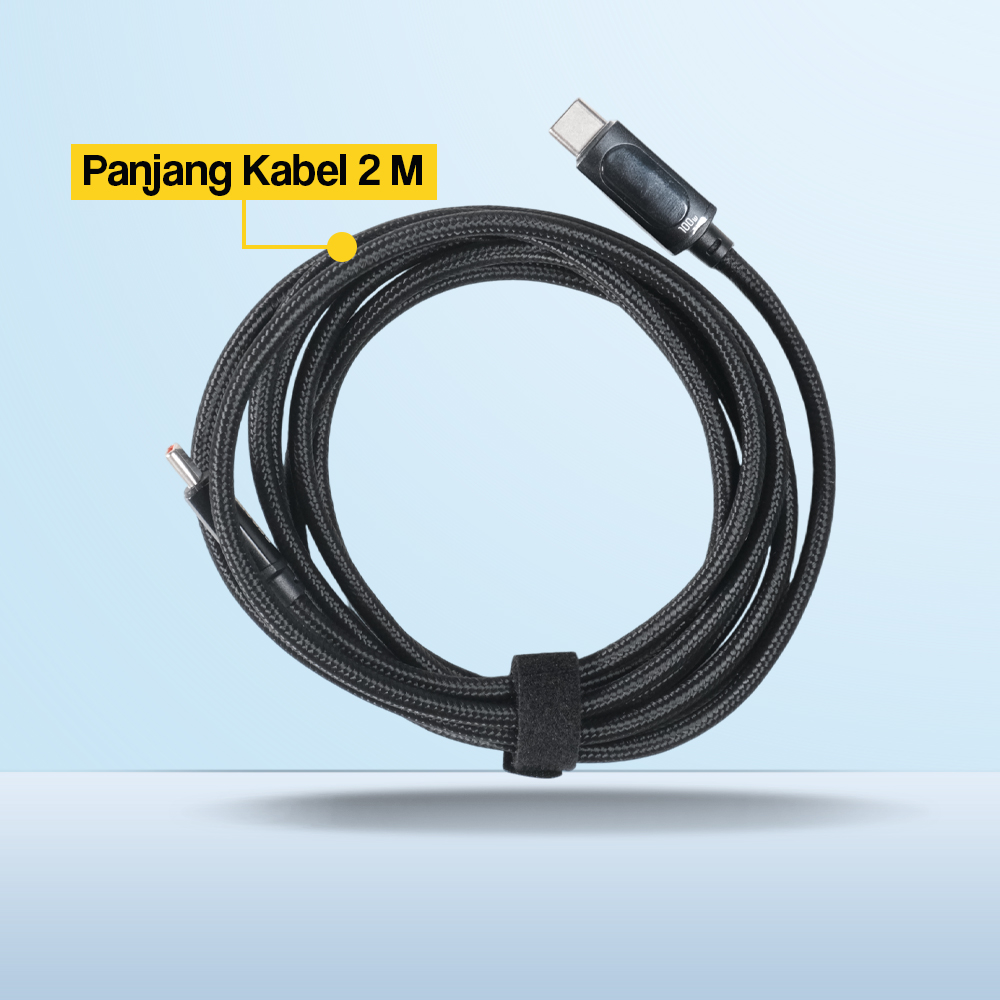 ESSAGER Kabel Data USB Type C to Type C Fast Charging 100W 5A Braided Nylon LED Digital Display ES-X28 Power Delivery PD E-Marker Transfer Data 480Mbps Kabel Charger USB C untuk Laptop Tablet Smartphone Perangkat USB Type C Original 2 Meter Black - Gambar 4