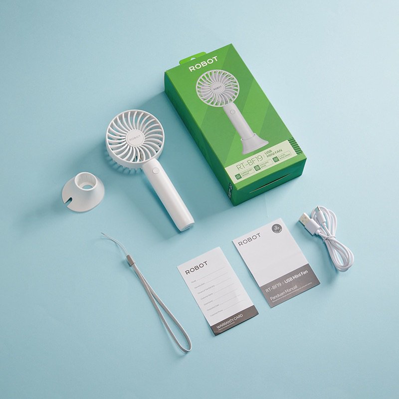 ROBOT RT-BF19 Kipas Portable Mini Fan 6800 RPM Rechargeable Genggam 3 Kecepatan Baterai 1200mAh USB Type-C Kipas Tangan Mini dengan Angin Kencang Tahan Lama Desain Ringkas untuk Rumah Kantor Traveling - Gambar 2