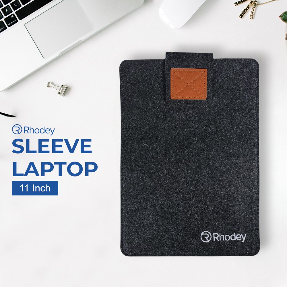 Rhodey Sleeve Case Tas Laptop Wool Felt 11 Inch DA98 Sarung Pelindung Laptop Notebook Tablet Sleeve Case Soft Felt dengan Penutup Velcro Anti Gores Anti Debu Minimalis untuk Laptop Notebook Tablet MacBook Ultrabook Warna Abu Abu (salin) - Gambar 4