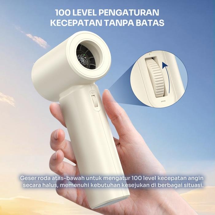 ROBOT RT-HF03 Kipas Angin Mini Portable Highspeed 20.000RPM 100 Level Kecepatan Display Remaining Time Baterai 3600mAh dengan Tali Gantung Kipas Handheld Portable untuk Penggunaan Lebih Lama - Gambar 2