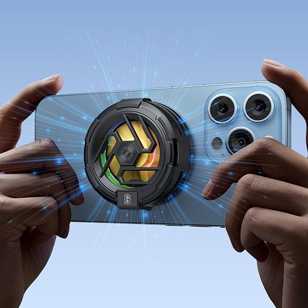 GAMEN GMR10S Fan Cooler HP Pendingin Ponsel Magnetic Heatsink Semiconductor RGB Light 5000RPM Type C Super Large Copper Pendingin Cepat Tanpa Penjepit untuk Gaming Mobile - Gambar 3