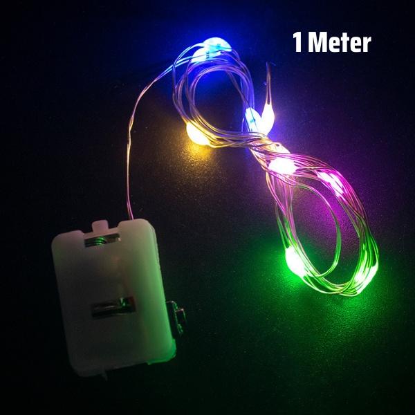 Lampu Tumblr LED Rainbow RGB 1 Meter 10 LED Lampu Hias Kawat Fleksibel Multi Mode dengan Baterai Gratis untuk Dekorasi Kamar Pohon Natal Pesta Pernikahan Cafe Teras Rumah Indoor Outdoor Layangan Hias Estetik - Gambar 2