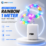 Lampu Tumblr LED Rainbow RGB 1 Meter 10 LED Lampu Hias Kawat Fleksibel Multi Mode dengan Baterai Gratis untuk Dekorasi Kamar Pohon Natal Pesta Pernikahan Cafe Teras Rumah Indoor Outdoor Layangan Hias Estetik