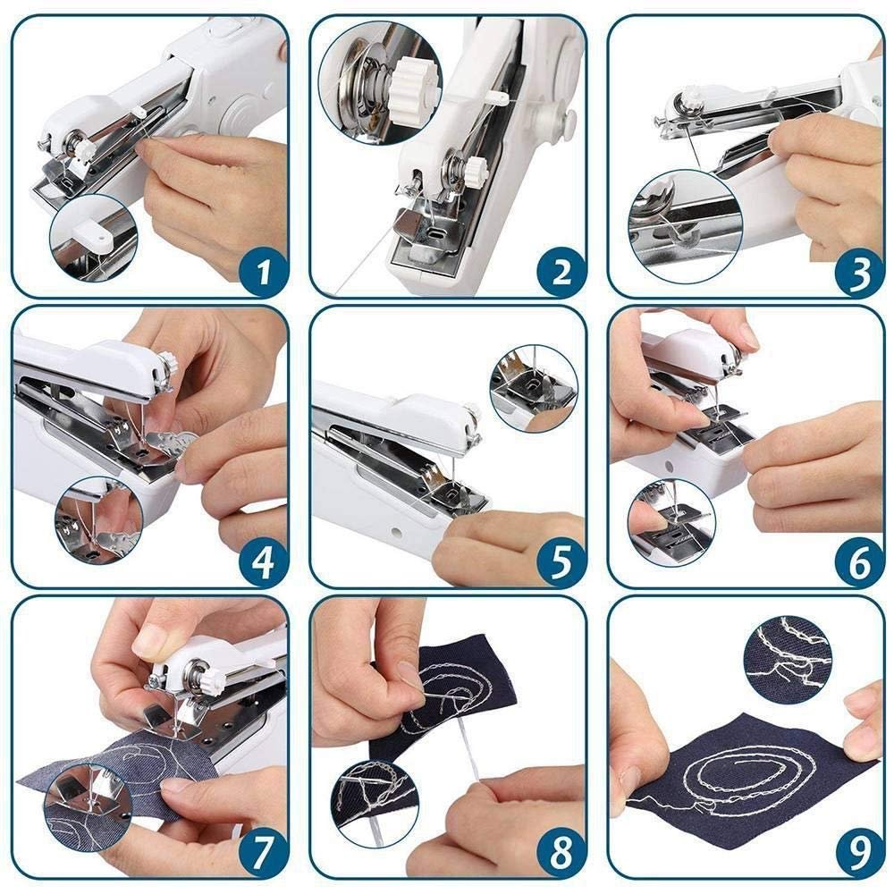 EnName CS-101B Mesin Jahit Mini Handy Stitch Portable Handheld Sewing Machine Jahit Otomatis Baterai 4x AA Tanpa Kabel untuk Perbaikan Pakaian Kain Tipis hingga Sedang Praktis Dibawa Traveling Rumah Kantor dan Jahitan Darurat - Gambar 2