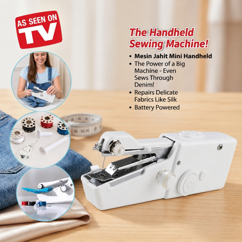 EnName CS-101B Mesin Jahit Mini Handy Stitch Portable Handheld Sewing Machine Jahit Otomatis Baterai 4x AA Tanpa Kabel untuk Perbaikan Pakaian Kain Tipis hingga Sedang Praktis Dibawa Traveling Rumah Kantor dan Jahitan Darurat - Gambar 8