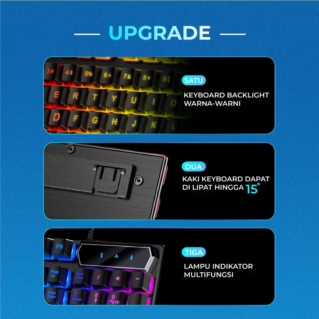 JERTECH Major K348 Keyboard Gaming USB Full Size 104 Keys LED Backlight Keyboard Komputer PC Laptop Desain Gamer Support Windows Mac OS Bisa OTG Smartphone Kabel USB Switch 40g Copper Cable Warna Hitam Putih - Gambar 3