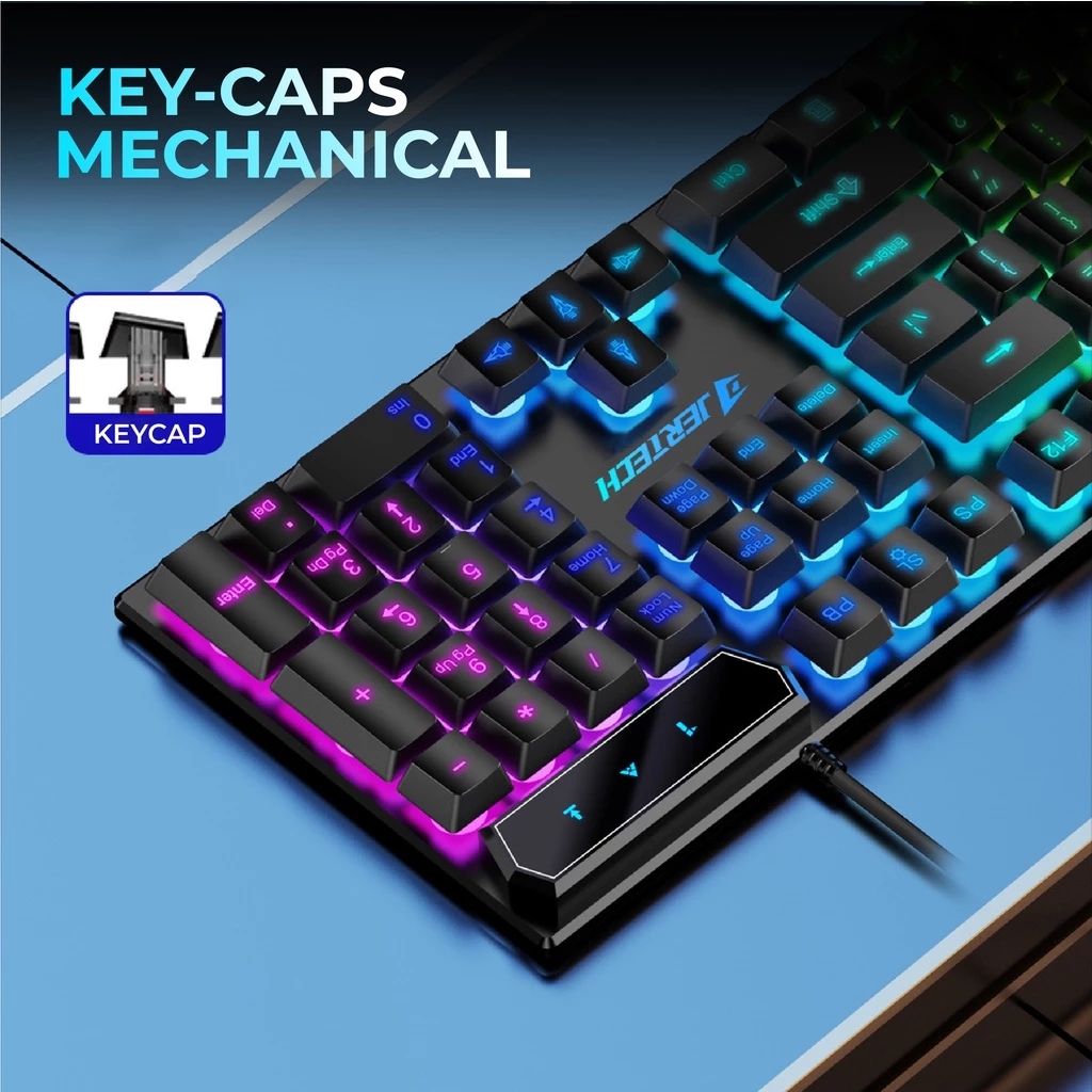 JERTECH Major K348 Keyboard Gaming USB Full Size 104 Keys LED Backlight Keyboard Komputer PC Laptop Desain Gamer Support Windows Mac OS Bisa OTG Smartphone Kabel USB Switch 40g Copper Cable Warna Hitam Putih - Gambar 5