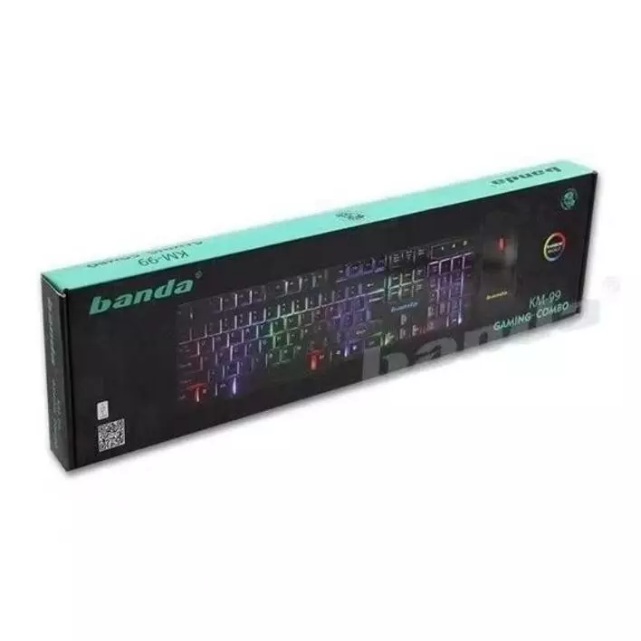 Banda KM-99 Gaming Keyboard Mouse Combo Wired USB 2.0 RGB Backlight Keyboard Laser Engraving dengan Keycap Nyaman dan Mouse Kabel 1,2 Meter untuk Gaming PC Laptop Windows Mac OS Set Keyboard Mouse Gaming - Gambar 5