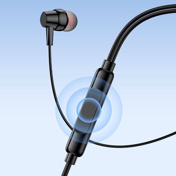 ROBOT RE20E Headset Kabel Semi In-Ear Earphone Wired dengan Driver Dinamis 10mm Super Bass Mikrofon Built-in Tombol Kontrol Volume dan Panggilan Jack 3.5mm Gold-Plated Kabel TPE High Elastic untuk Smartphone Tablet Laptop Komputer Warna Hitam - Gambar 3