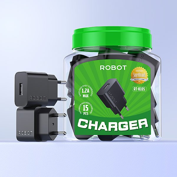 ROBOT RT-K10S Adaptor Charger USB 5V 1.2A Kepala Charger Adapter Portable Single Output USB-A untuk Ponsel dan Tablet Input 100-240V 50-60Hz Multi Proteksi Garansi Resmi 1 Tahun Ringkas dan Mudah Dibawa Warna Hitam - Gambar 6