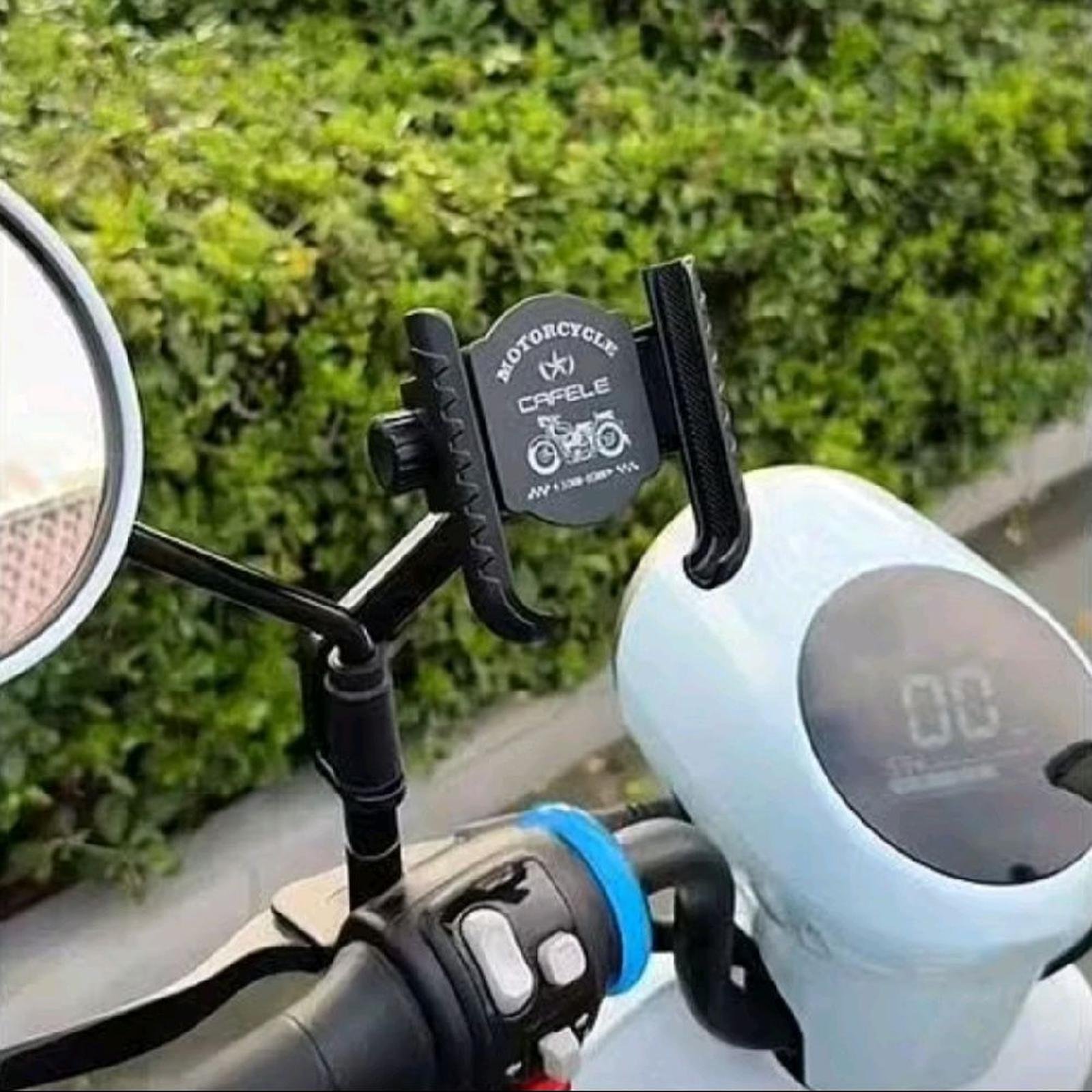 Vango VA-08 Holder HP Motor Double Lock Dudukan Handphone Spion Motor 360° Rotasi Universal Anti Jatuh Anti Getar dengan Locking Buckle Kokoh Bantalan Silikon Tebal Material ABS Aluminium untuk Ponsel 50-80 mm - Gambar 5