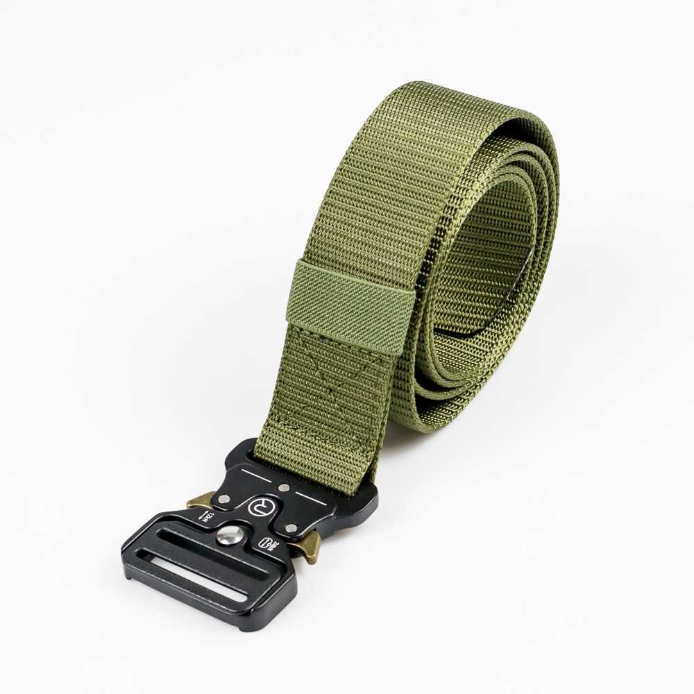 Rhodey MU055 Ikat Pinggang Tactical Military Canvas 120cm Fast Unlock Buckle, Sabuk Pria Outdoor untuk Hiking Camping Tactical Gear, Tali Pinggang Kuat Tahan Lama dengan Sistem Buka Pasang Cepat Hijau Army - Gambar 2