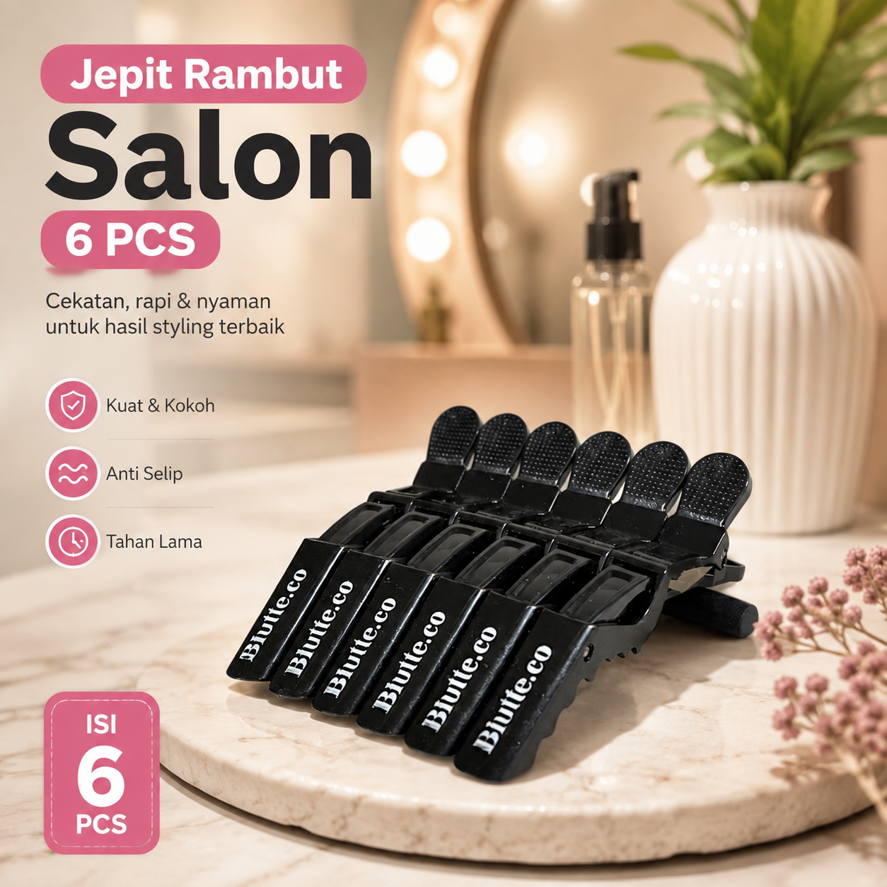 Biutte.co Jepit Rambut Salon Barber Alligator Clip Grip L05 6 PCS Jepitan Rambut Profesional untuk Hairdo dengan Daya Jepit Kuat Desain Bergigi Handle Ergonomis Bahan Plastik Tebal untuk Rambut Tebal dan Tipis - Gambar 8