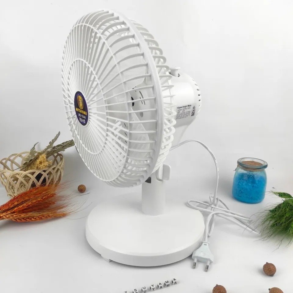 Mitsuyama MS-5544 Kipas Angin Meja 9 Inch Desk Fan Kipas Duduk SNI 2 Kecepatan Motor Kuat Angin Kencang Suara Halus Daya 20-24W AC 220V Putar 180 Derajat untuk Rumah Kantor Kamar dan Meja Kerja - Gambar 2