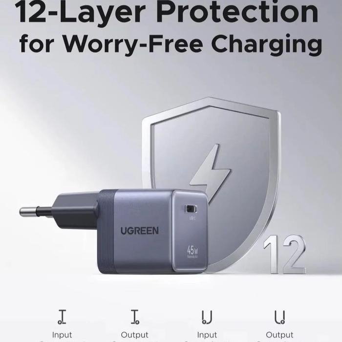 UGREEN 95692B Nexode Air Charger GaN 45W USB C Fast Charging PD PPS QC4+ Single Port Adaptor Adapter Type C Pengisian Cepat untuk Smartphone Tablet Laptop USB-C Gray Charger GaN Ringkas Teknologi Gallium Nitride - Gambar 5