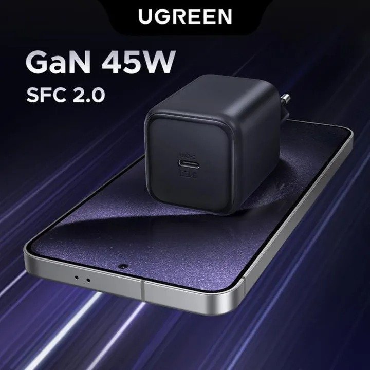 UGREEN 65054 Charger GaN 45W Type C Fast Charging Set Kabel 1M Single Port USB C PD PPS QC Charger Adaptor Adapter Power Delivery untuk Laptop Tablet dan Smartphone Nexode Black Pengisian Cepat Original Warna Hitam - Gambar 8