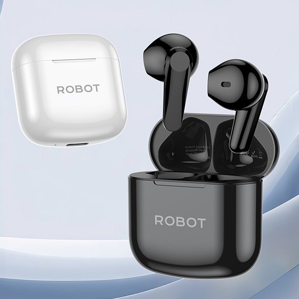 ROBOT Enco Buds 2 TWS Bluetooth 6.0 Headset Bluetooth Wireless Earbuds Earphone 32 Jam Playtime Driver 13mm Dynamic PET Titanium Casing Transparan Type-C Bluetooth 10m Suara Vokal Jernih Desain Ergonomis Nyaman Original Garansi 1 Tahun Warna Hitam - Gambar 3