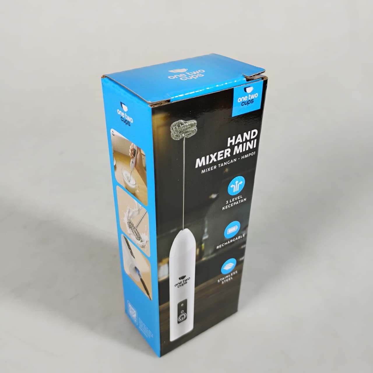 One Two Cups HMP01 Hand Mixer Mini 500mAh Milk Frother Pengocok Telur Kopi Susu 3 Kecepatan USB Type C Rechargeable Stainless Steel 304 untuk Membuat Buih Susu Cappuccino Latte dan Minuman Favorit di Rumah Warna Putih - Gambar 11