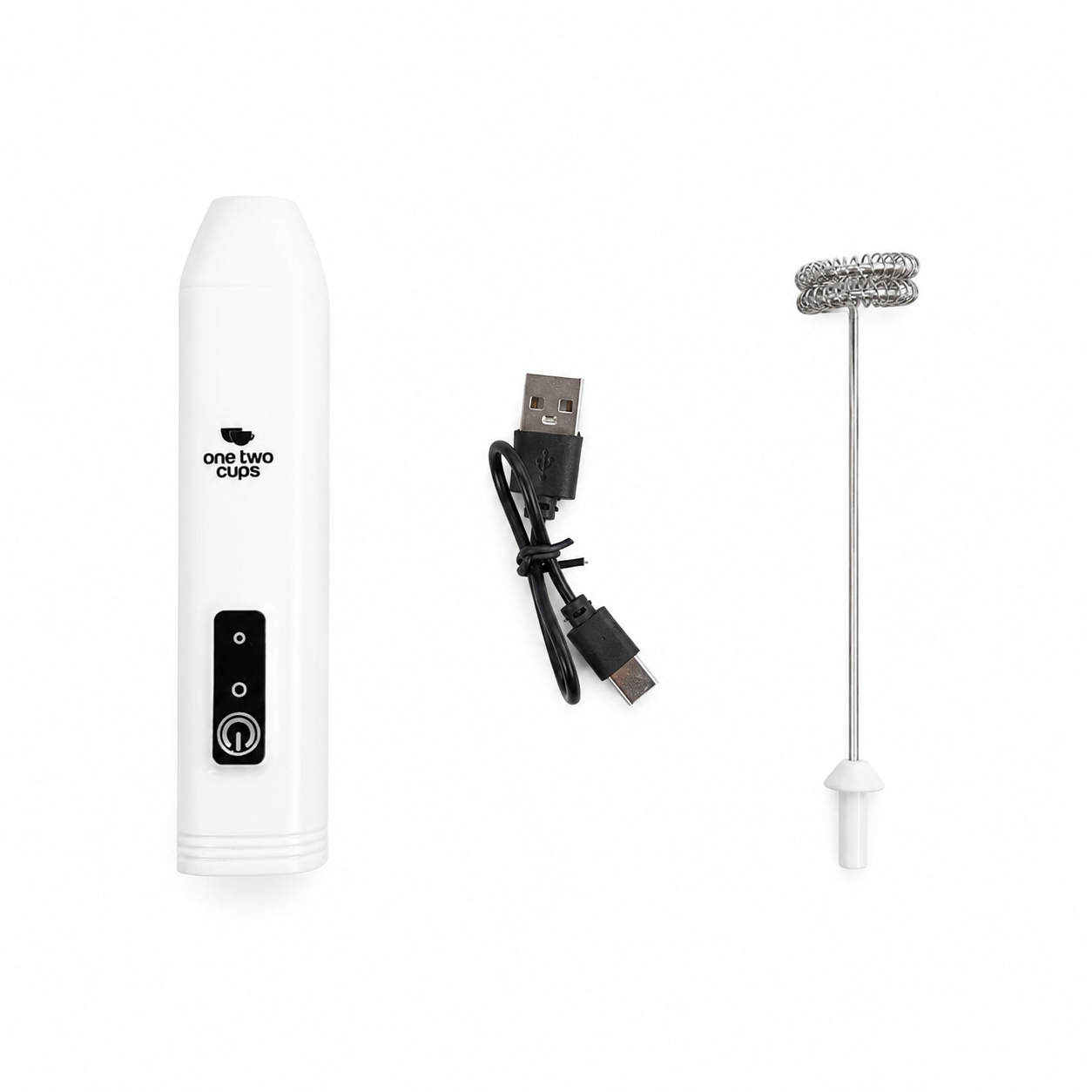 One Two Cups HMP01 Hand Mixer Mini 500mAh Milk Frother Pengocok Telur Kopi Susu 3 Kecepatan USB Type C Rechargeable Stainless Steel 304 untuk Membuat Buih Susu Cappuccino Latte dan Minuman Favorit di Rumah Warna Putih - Gambar 10