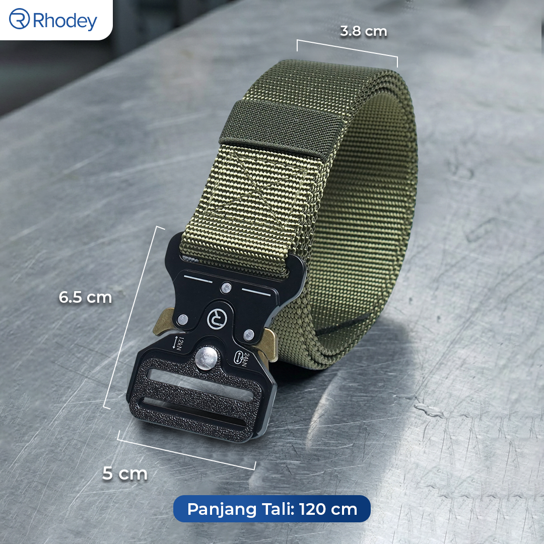 Rhodey MU055 Ikat Pinggang Tactical Military Canvas 120cm Fast Unlock Buckle, Sabuk Pria Outdoor untuk Hiking Camping Tactical Gear, Tali Pinggang Kuat Tahan Lama dengan Sistem Buka Pasang Cepat Hijau Army - Gambar 3
