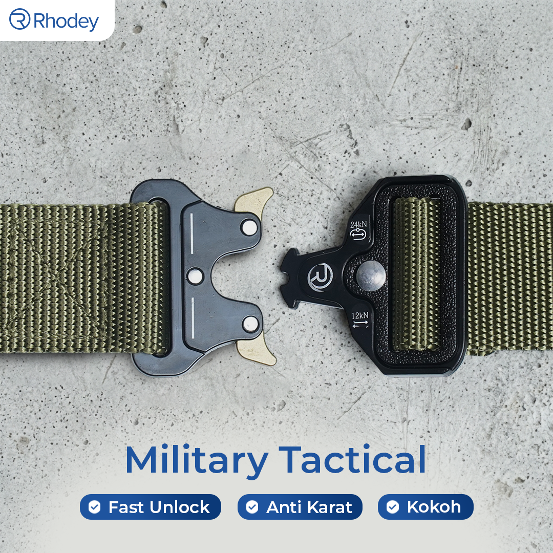 Rhodey MU055 Ikat Pinggang Tactical Military Canvas 120cm Fast Unlock Buckle, Sabuk Pria Outdoor untuk Hiking Camping Tactical Gear, Tali Pinggang Kuat Tahan Lama dengan Sistem Buka Pasang Cepat Hijau Army - Gambar 10