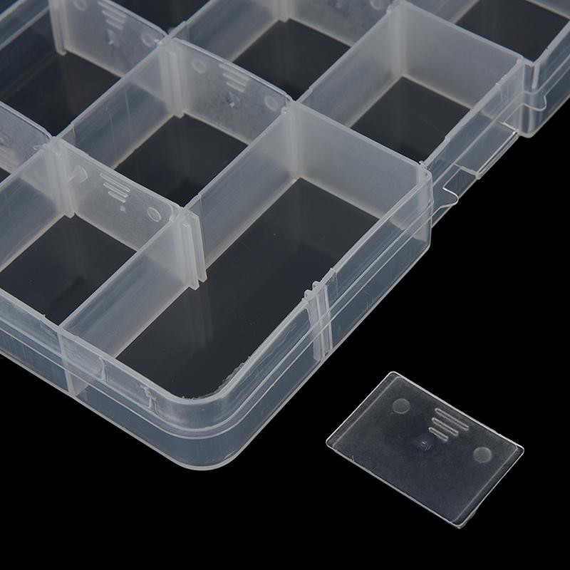 SQUARE J24D Kotak Penyimpanan Multifungsi Adjustable Grid Box 24 Slot Transparan Organizer Barang Kecil untuk Perhiasan Cincin Anting Mur Baut Kancing dan Peniti dengan Sekat Fleksibel Bisa Dilepas Pasang - Gambar 6