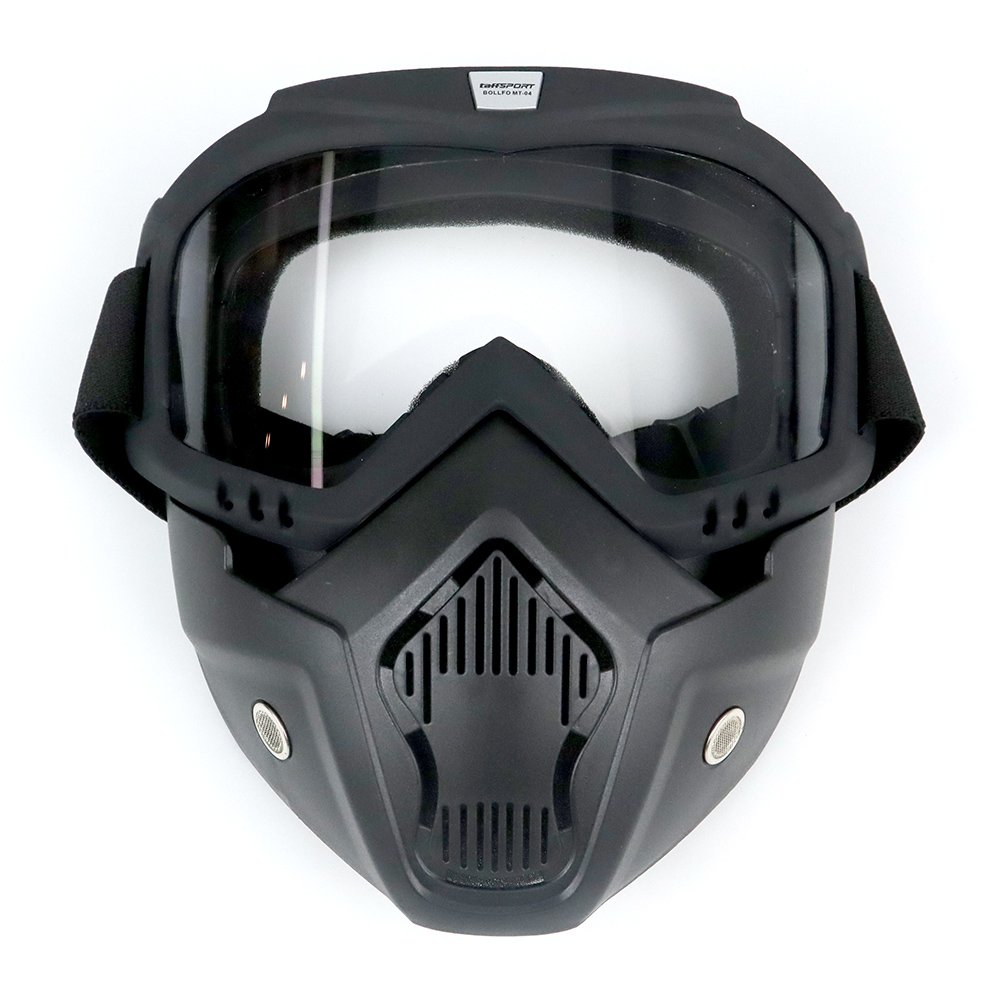 TaffSPORT BOLLFO Kacamata Goggles Mask Motor Retro Windproof MT-04 Topeng Helm Biker Anti Debu Angin Busa Empuk Strap Adjustable Masker Lepas Pasang Pelindung Wajah Riding Klasik Touring Cafe Racer Aksesoris Motor Pelindung Mata Warna Hitam (salin) - Gambar 3