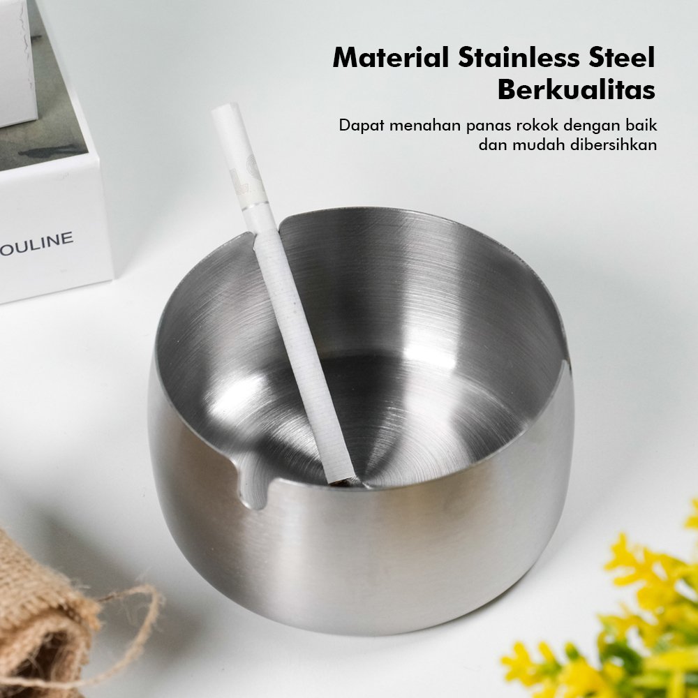 Firetric T9224 JL92 Asbak Windproof Stainless Steel Portable Ashtray Asbak Rokok Anti Angin Desain Melingkar Tinggi 3 Celah Penahan Rokok Material Stainless Steel Tahan Panas Mudah Dibersihkan untuk Meja Rumah Kantor Kafe - Gambar 2