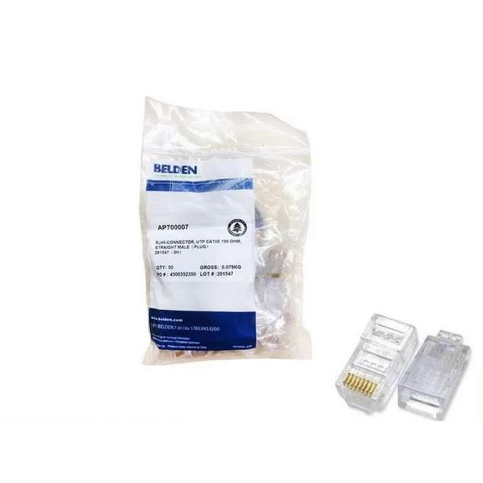 BELDEN AP700007 Connector RJ45 CAT 5e 50 PCS Original Resmi Konektor Ethernet LAN Jaringan Komputer untuk Kabel UTP sebagai Penghubung Kabel pada Instalasi Rumah Kantor dan Kebutuhan Networking Konektor Kabel Jaringan - Gambar 2