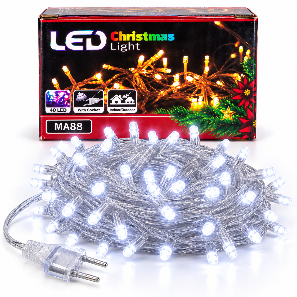 Lampu Hias Tumblr Putih Transparan 40 LED 10 Yard Lampu Natal Warna Warni dengan 8 Mode Cahaya untuk Dekorasi Kamar Rumah dan Acara Agustusan Kabel Transparan AC 220V-240V Dilengkapi Colokan Listrik Bisa Disambung Paralel - Gambar 2