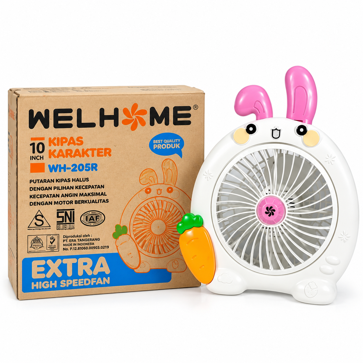 Welhome WH-205R Kipas Meja 10 Inch Karakter Kipas Angin Mini Duduk Portable Hemat Daya Table Fan 2 Kecepatan Hembusan Kencang Suara Halus Desain Unik untuk Anak Kamar Tidur Belajar Kantor Rumah 220V SNI Cocok untuk Penggunaan Harian Karakter Kelinci - Gambar 2