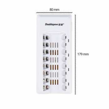 DOUBLEPOW DP-K18 Charger Baterai 8 Slot AA AAA Ni-MH Ni-CD LED Light Battery Charger 1.2V 500mA 300mA Cas Baterai Rechargeable Isi Ulang dengan Kabel Power 82cm untuk Baterai AA AAA Praktis dan Efisien - Gambar 6