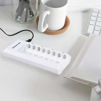 DOUBLEPOW DP-K18 Charger Baterai 8 Slot AA AAA Ni-MH Ni-CD LED Light Battery Charger 1.2V 500mA 300mA Cas Baterai Rechargeable Isi Ulang dengan Kabel Power 82cm untuk Baterai AA AAA Praktis dan Efisien - Gambar 3