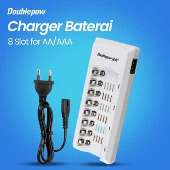 DOUBLEPOW DP-K18 Charger Baterai 8 Slot AA AAA Ni-MH Ni-CD LED Light Battery Charger 1.2V 500mA 300mA Cas Baterai Rechargeable Isi Ulang dengan Kabel Power 82cm untuk Baterai AA AAA Praktis dan Efisien - Gambar 2