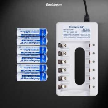 Doublepow DP-B06 Charger Baterai Rechargeable 6 Slot AA AAA Ni-MH Baterai 6pcs AA 1200mAh dengan LED Indikator Charging EU Plug Proteksi Overcharging Overvoltage Over Temperature Arus Pendek dan Mode Pemeliharaan untuk Baterai Isi Ulang - Gambar 8