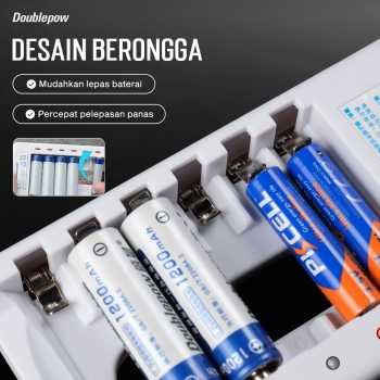 Doublepow DP-B06 Charger Baterai Rechargeable 6 Slot AA AAA Ni-MH Baterai 6pcs AA 1200mAh dengan LED Indikator Charging EU Plug Proteksi Overcharging Overvoltage Over Temperature Arus Pendek dan Mode Pemeliharaan untuk Baterai Isi Ulang - Gambar 5