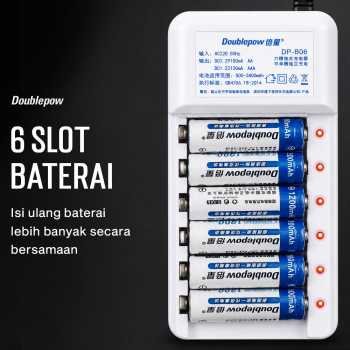 Doublepow DP-B06 Charger Baterai Rechargeable 6 Slot AA AAA Ni-MH Baterai 6pcs AA 1200mAh dengan LED Indikator Charging EU Plug Proteksi Overcharging Overvoltage Over Temperature Arus Pendek dan Mode Pemeliharaan untuk Baterai Isi Ulang - Gambar 2