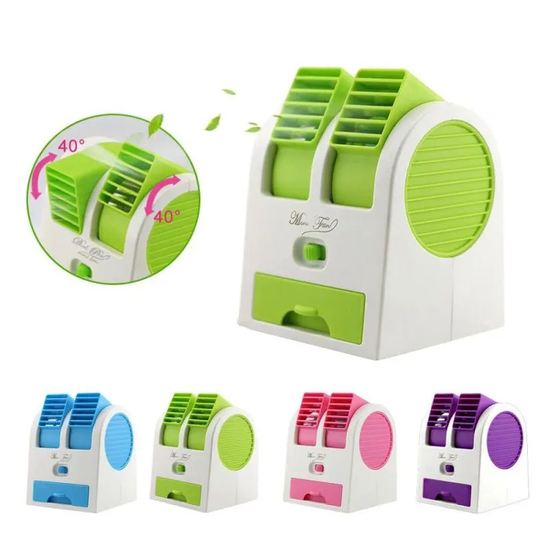 AC Mini Fan Kipas Angin Portable USB Double Blower Pendingin Mini dengan Tempat Pewangi Fragrance untuk Meja Kerja Rumah Kantor Menggunakan 3 Baterai AA atau Kabel USB ke Laptop PC Desain Praktis untuk Membantu Mengurangi Rasa Gerah - Gambar 5