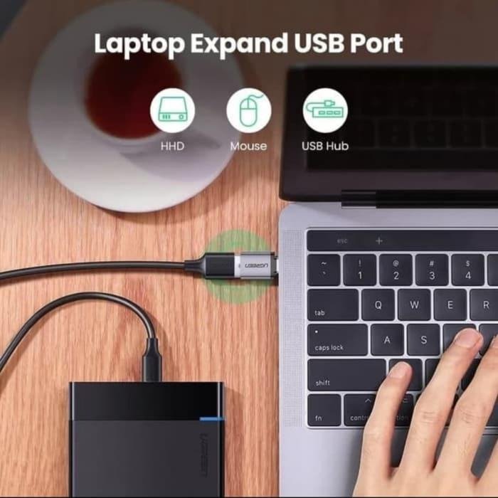 UGREEN 50283 Adapter OTG USB-C Type C ke USB-A Female 3.0 High Speed 5Gbps Material Zinc Alloy Warna Space Gray untuk Transfer Data dan Menghubungkan Flashdisk Mouse Keyboard USB Hub HDD serta Card Reader ke HP Tablet dan Laptop Type-C Plug and Play - Gambar 4